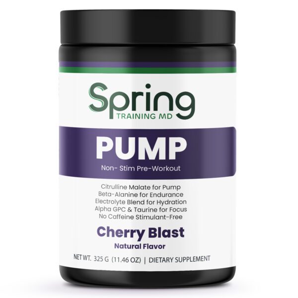 Pre-workout supplement, Cherry Blast flavor container.