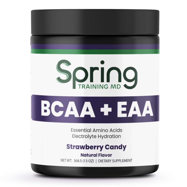 Spring Training MD BCAA EAA supplement jar.