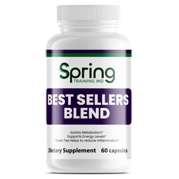 Dietary supplement bottle labeled Best Sellers Blend.