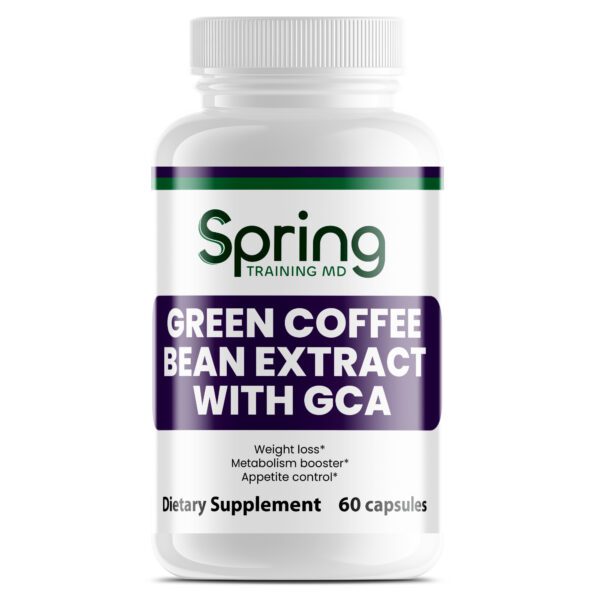 Green coffee bean extract supplement bottle. Green coffee bean extract supplement bottle.