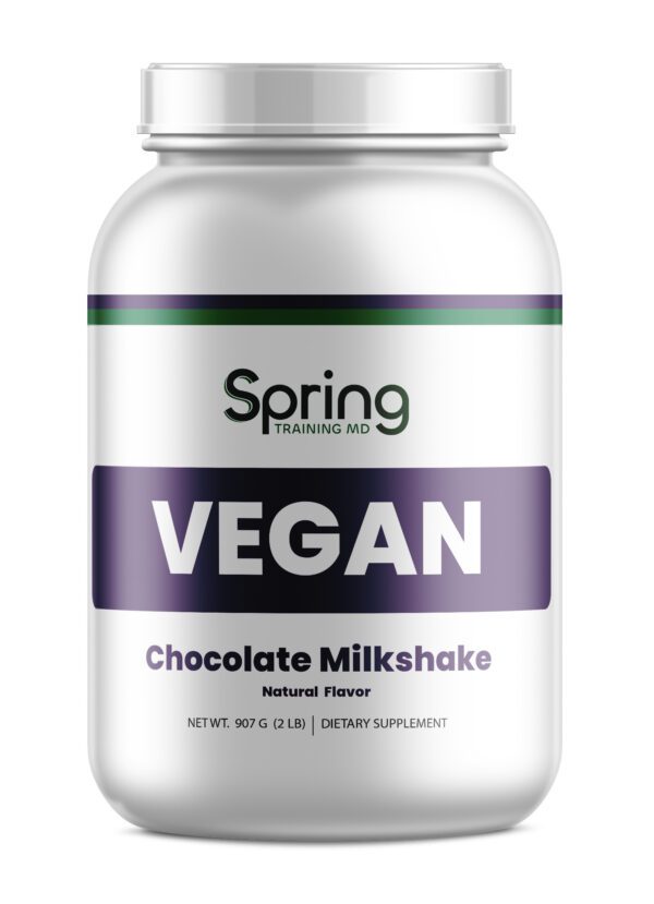 Vegan chocolate milkshake supplement container.