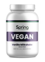 Vegan vanilla milkshake supplement container.