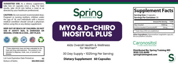 Dietary supplement label for women's health.