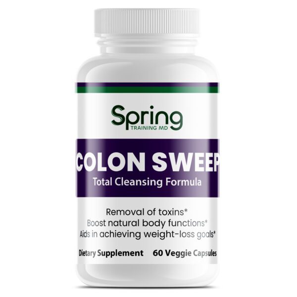 Dietary supplement bottle labeled Colon Sweep. Dietary supplement bottle labeled Colon Sweep.