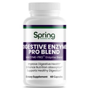 Digestive enzyme supplement bottle, 60 capsules.