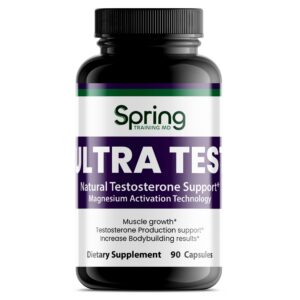 Testosterone support supplement bottle, 90 capsules.