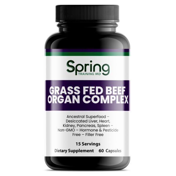 Grass-fed beef organ supplement bottle. Grass-fed beef organ supplement bottle.