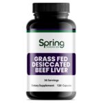 Grass-fed beef liver supplement bottle.