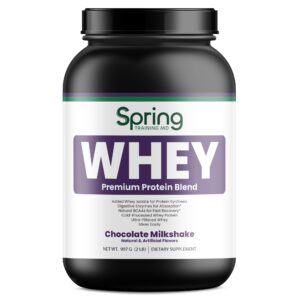 Whey protein powder, chocolate milkshake flavor.