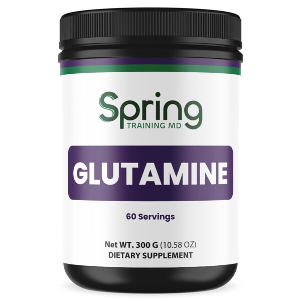 Glutamine dietary supplement container, 60 servings. Glutamine dietary supplement container, 60 servings.