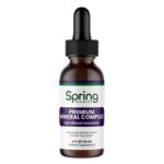 Dietary supplement bottle with dropper lid.