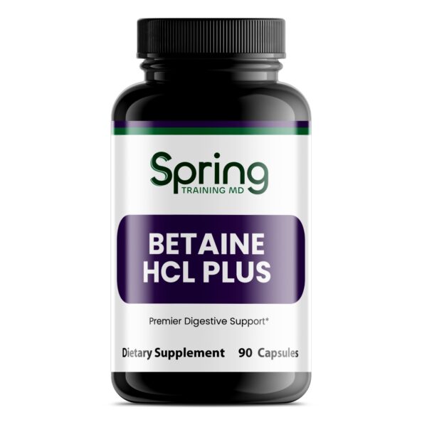 Betaine HCL Plus dietary supplement bottle. Betaine HCL Plus dietary supplement bottle.