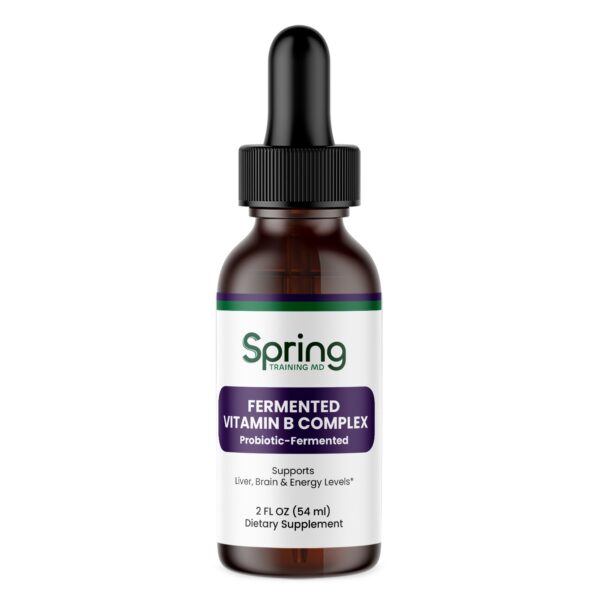 Fermented Vitamin B Complex supplement bottle. Fermented Vitamin B Complex supplement bottle.