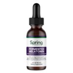 Fermented melatonin supplement bottle with dropper.