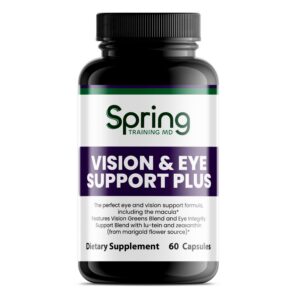 Dietary supplement bottle for eye support.