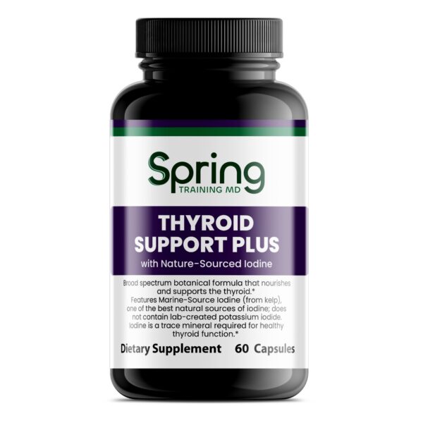 Thyroid support supplement bottle with 60 capsules. Thyroid support supplement bottle with 60 capsules.