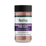 Premium volcanic pink salt in jar.