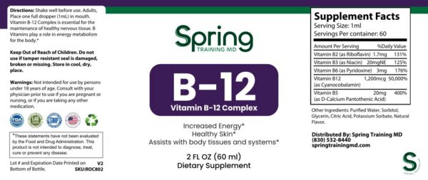 Vitamin B-12 complex supplement label design.