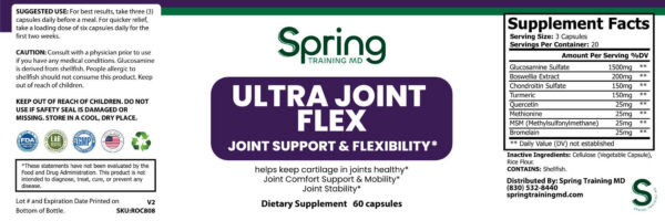 Dietary supplement label for joint support.