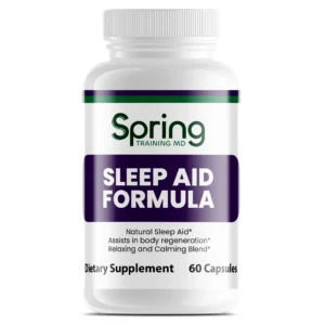 Sleep aid supplement bottle with 60 capsules.
