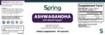 Ashwagandha supplement bottle label with details.