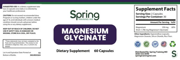 Magnesium Glycinate dietary supplement label.