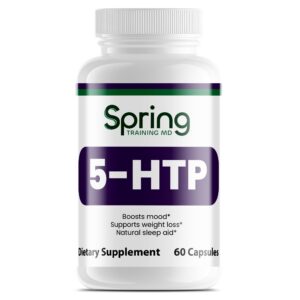 5-HTP dietary supplement bottle, 60 capsules.