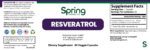 Resveratrol supplement label with dosage information.
