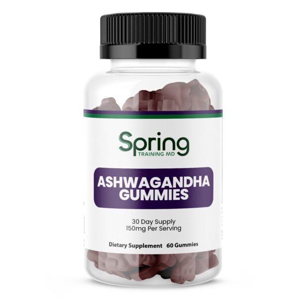 Ashwagandha gummies bottle, 60 count. Ashwagandha gummies bottle, 60 count.