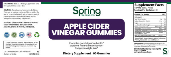Apple cider vinegar gummies supplement label.