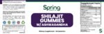 Shilajit gummies with ashwagandha supplement label.
