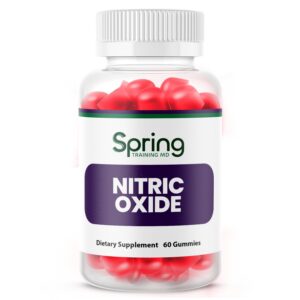 Nitric Oxide gummies supplement bottle, 60 count.