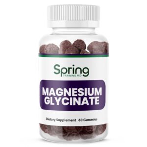 Magnesium glycinate gummies in clear bottle.
