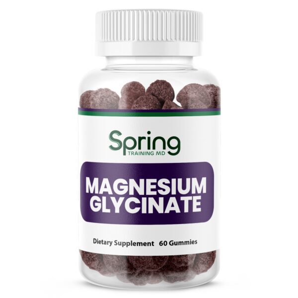 Magnesium glycinate gummies in clear bottle.
