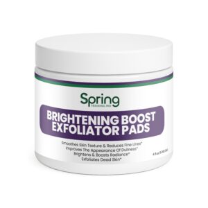 Brightening exfoliator pads in white container.