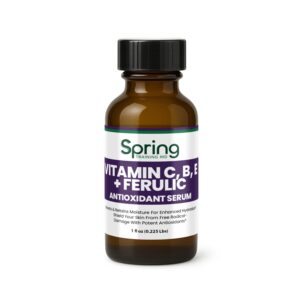 Vitamin C, B, E serum bottle.
