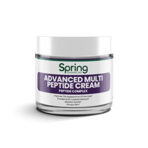 Peptide cream jar with purple label.